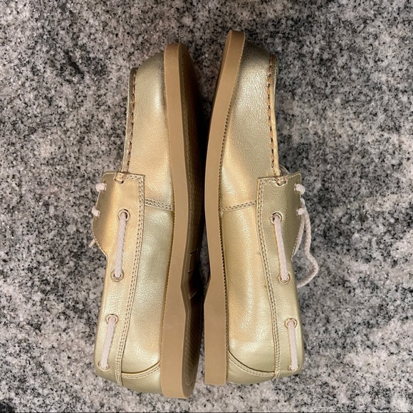 4 Little Miss Matched Girls Youth Gold Metallic Boat Shoes - Picture 4 of 8